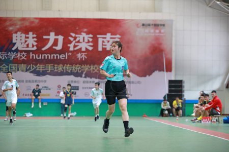 Photo for Luannan County, China - August 16, 2019: China Junior Handball Match U Series Competition Site, Luannan County, Hebei Province, China - Royalty Free Image