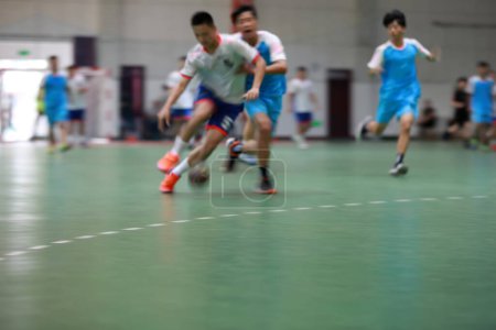 Matchs de handball junior dans le gymnase, comté de Luannan, province du Hebei, Chine