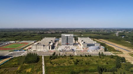 Photo for Luannan County, China - September 18, 2019: Top view of Luannan No. 1 Middle School Campus, Luannan County, Hebei Province, China - Royalty Free Image
