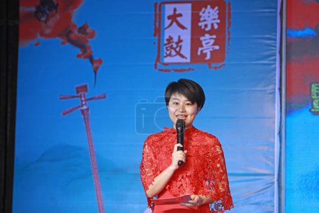 Photo for LUANNAN COUNTY - October 23, 2019: sung to accompaniment of musical instruments on stage, LUANNAN COUNTY, Hebei Province, China - Royalty Free Image