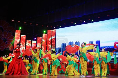 Photo for Luannan County - November 30, 2018: Dance performance on stage, Luannan County, Hebei Province, Chin - Royalty Free Image