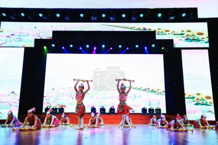 Photo for Luannan County - January 25, 2019: Dance Performance on stage, Spring Festival Gala, Luannan County, Hebei Province, China - Royalty Free Image