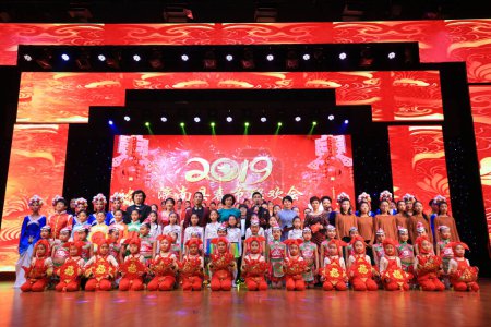 Photo for Luannan County - January 25, 2019: Singing and dancing on stage, Luannan County, Hebei Province, China - Royalty Free Image
