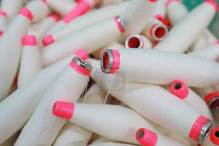 Photo for Cotton yarn is piled up in a spinning mill - Royalty Free Image