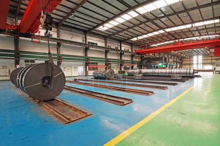 Photo for The rolled strip is in the production workshop, North China - Royalty Free Image