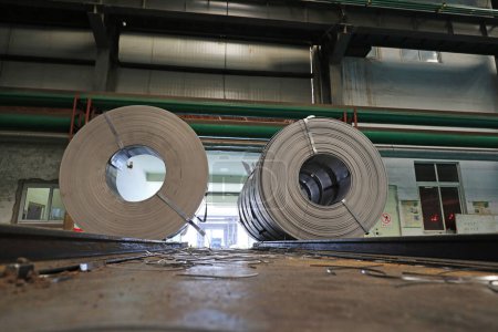 Photo for The rolled strip is in the production workshop, North China - Royalty Free Image