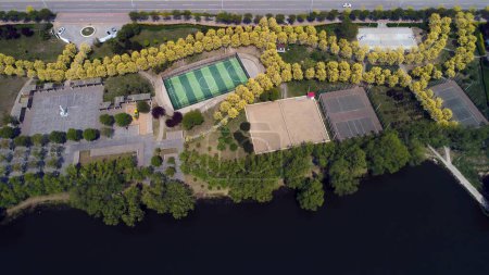 Foto de Fotos aéreas de campo de deportes, norte de China - Imagen libre de derechos
