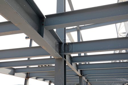 Steel beam truss in factory building site, North China