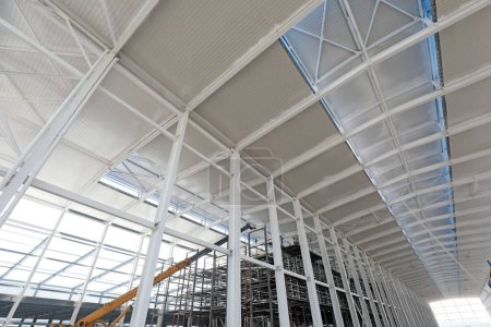 Steel beam truss in factory building site, North China