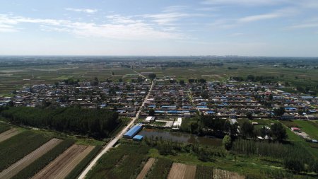 Téléchargez les photos : Paysage architectural de petites villes, photos aériennes, Chine du Nord - en image libre de droit