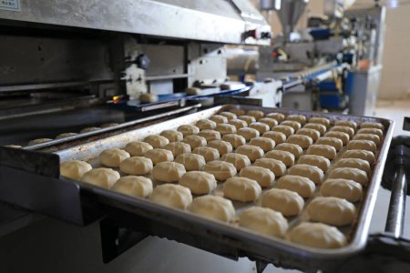 Téléchargez les photos : Ligne de production de pâtisserie chinoise dans l'usine, Chine du Nord - en image libre de droit