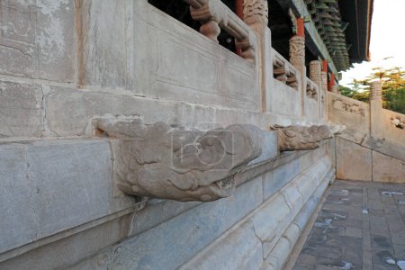 Foto de Escultura de balaustrada de mármol blanco en el templo de Pekín Taimiao - Imagen libre de derechos