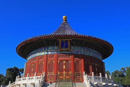 Foto de Beijing, China - 5 de octubre de 2020: Paisaje arquitectónico de la cúpula imperial del templo del cielo en Beijing - Imagen libre de derechos