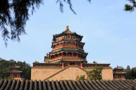 Photo for Beijing, China - October 6, 2020: The architectural landscape of foxiangge is in the summer palace, Beijing - Royalty Free Image