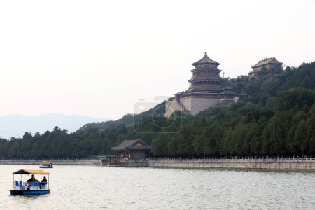 Beijing, China - October 6, 2020: scenery of Kunming Lake in Summer Palace, Beijing