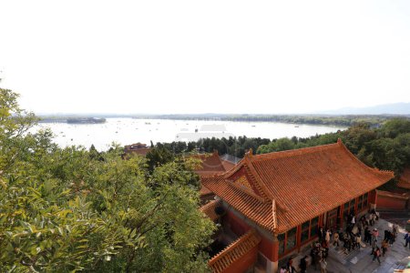 Photo for Beijing Summer Palace yellow glazed tile roof architecture landscape, aerial photos - Royalty Free Image