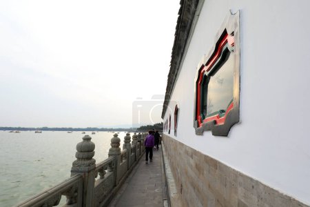 Photo for Waterfront corridor architectural landscape in the summer palace, Beijing, China - Royalty Free Image