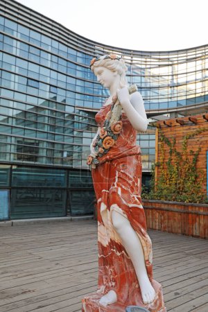 Tangshan City, Hebei Province, China - November 4, 2020: European sexy women sculpture in a par