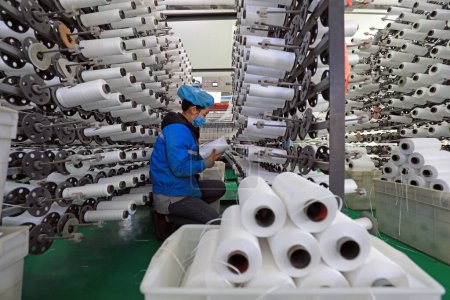 Téléchargez les photos : COMTÉ DE LUANNAN, Chine - 8 décembre 2020 : les travailleurs sont occupés sur une ligne de produits d'emballage dans une usine, COMTÉ DE LUANNAN, province du Hebei, Chine - en image libre de droit