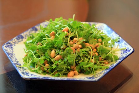 Téléchargez les photos : Feuilles de céleri mélangées avec des arachides, un plat traditionnel chinois - en image libre de droit