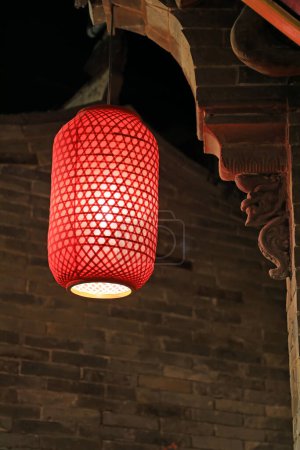 Photo for Red lanterns and gray brick carvings are in one exhibition hall - Royalty Free Image
