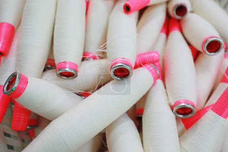 Photo for Cotton yarn is piled up in a spinning mill - Royalty Free Image