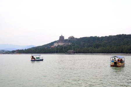 Beijing, China - October 6, 2020: scenery of Kunming Lake in Summer Palace, Beijing