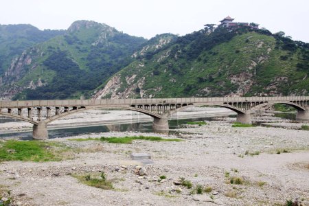 QINHUANGDAO CITY- JUNE 1: Traditional architectural style Bridges in a dry riverbed, June 1, 2014, Qinghuangdao city, Hebei Province, Chin
