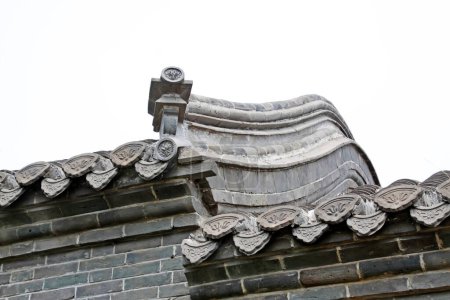 Tempelarchitektur im traditionellen chinesischen Stil, Nahaufnahme des Fotos