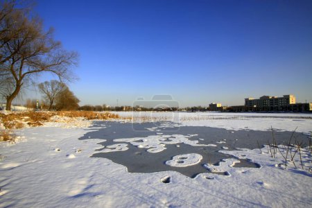 natural landscape, architecture and snow pattern, closeup of photo