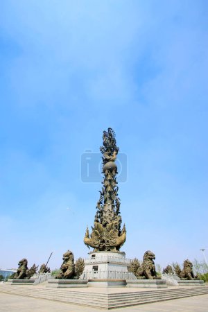 Tangshan City - May 16: phoenix sculpture in a park on May 16,2016, tangshan city, hebei province, China
