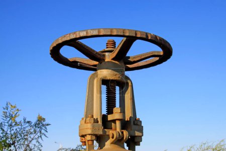 oxidation rust pipeline valve , closeup of photo