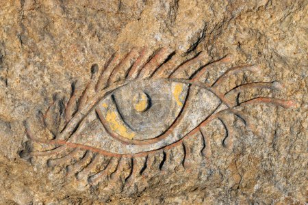 Photo for Eye pattern carved on the rock - Royalty Free Image