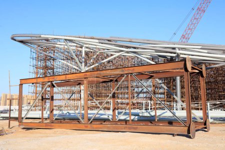 Steel frame in the construction site