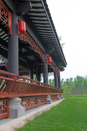Chinese traditional architecture pillar and handrail