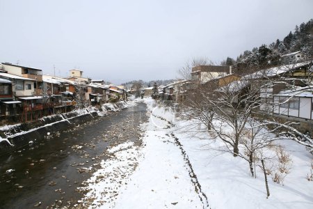 Photo for Miyagawa River Surrounded with Snow(Takayama, Japan) - Royalty Free Image