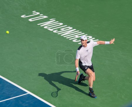 Photo for Andy Murray (GBR) falls to Taylor Fritz (USA, not pictured) at the Mubadala DC Citi Open tennis tournament on August 4, 2023 in Washington DC - Royalty Free Image