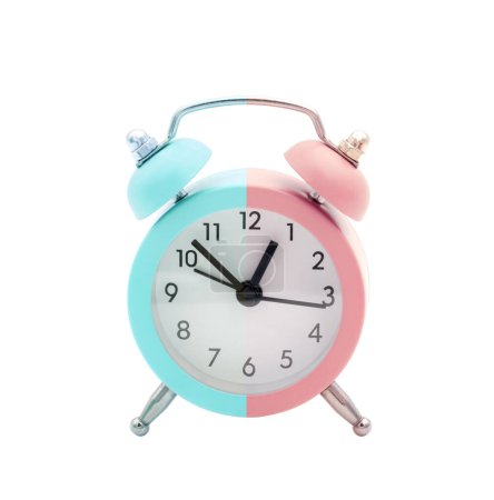 Foto de Two color Classic table clock on a white background - Imagen libre de derechos