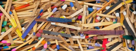 Photo for Matchsticks of various shapes and colors background - Royalty Free Image