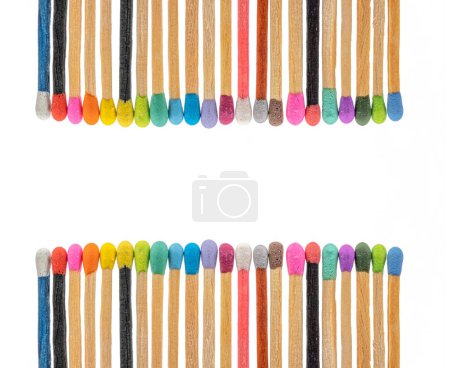 Photo for Matchsticks various colors on white background - Royalty Free Image
