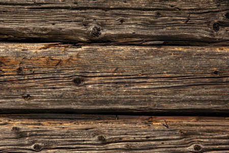 Téléchargez les photos : Old rustic wooden planks eaten by caries - en image libre de droit