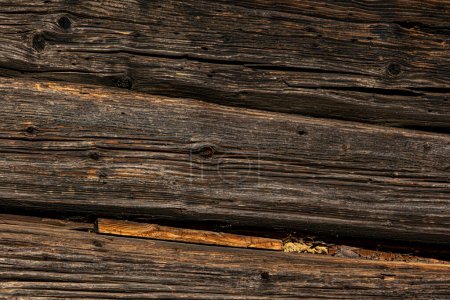 Téléchargez les photos : Vieilles planches rustiques en bois mangées par des caries - en image libre de droit