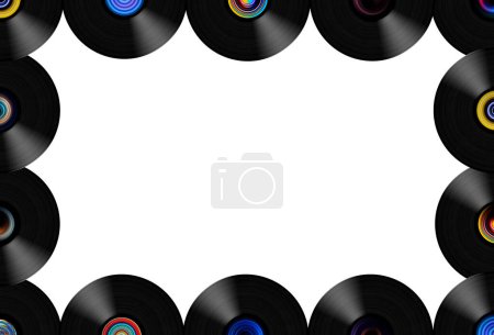 Photo for A frame made by Vinyl records LP with graphics label, full background - Royalty Free Image