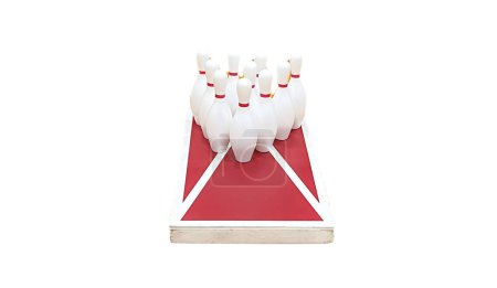 Foto de Bolos en la parte superior de un tablero de juego de maizal con un fondo blanco. - Imagen libre de derechos