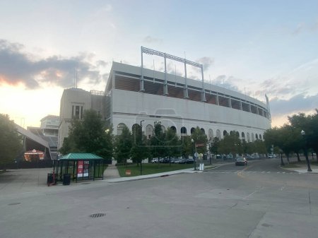Photo for Columbus, Ohio, USA - 4 August 2023: Side view of the Ohio State University Football Stadium early in the morning with an empty parking lot. - Royalty Free Image