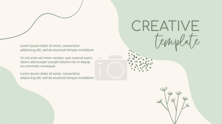 Presentation organic vector template. Natural floral green minimal background with organic shapes, and text