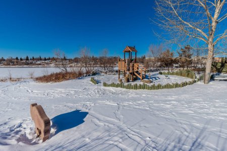 Photo for Gabriel Dumont Park in the winter. Located in the city of Saskatoon, Saskatchewan, Canada - Royalty Free Image
