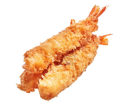 Téléchargez les photos : Délicieux groupe de crevettes tempura sur fond blanc isolé - en image libre de droit