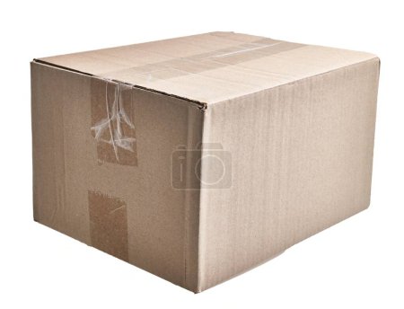 Photo for Brown cardboard box material over isolated white background - Royalty Free Image