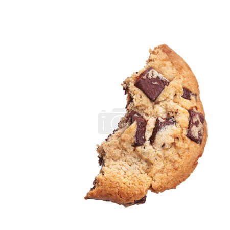 Photo for Delicious single chocolate piece of cookie over isolated white background - Royalty Free Image